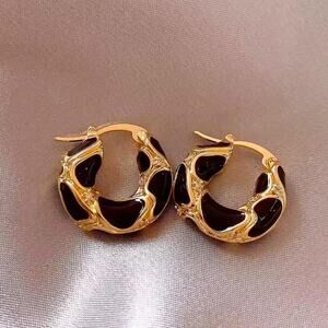 Black and gold hoop earrings